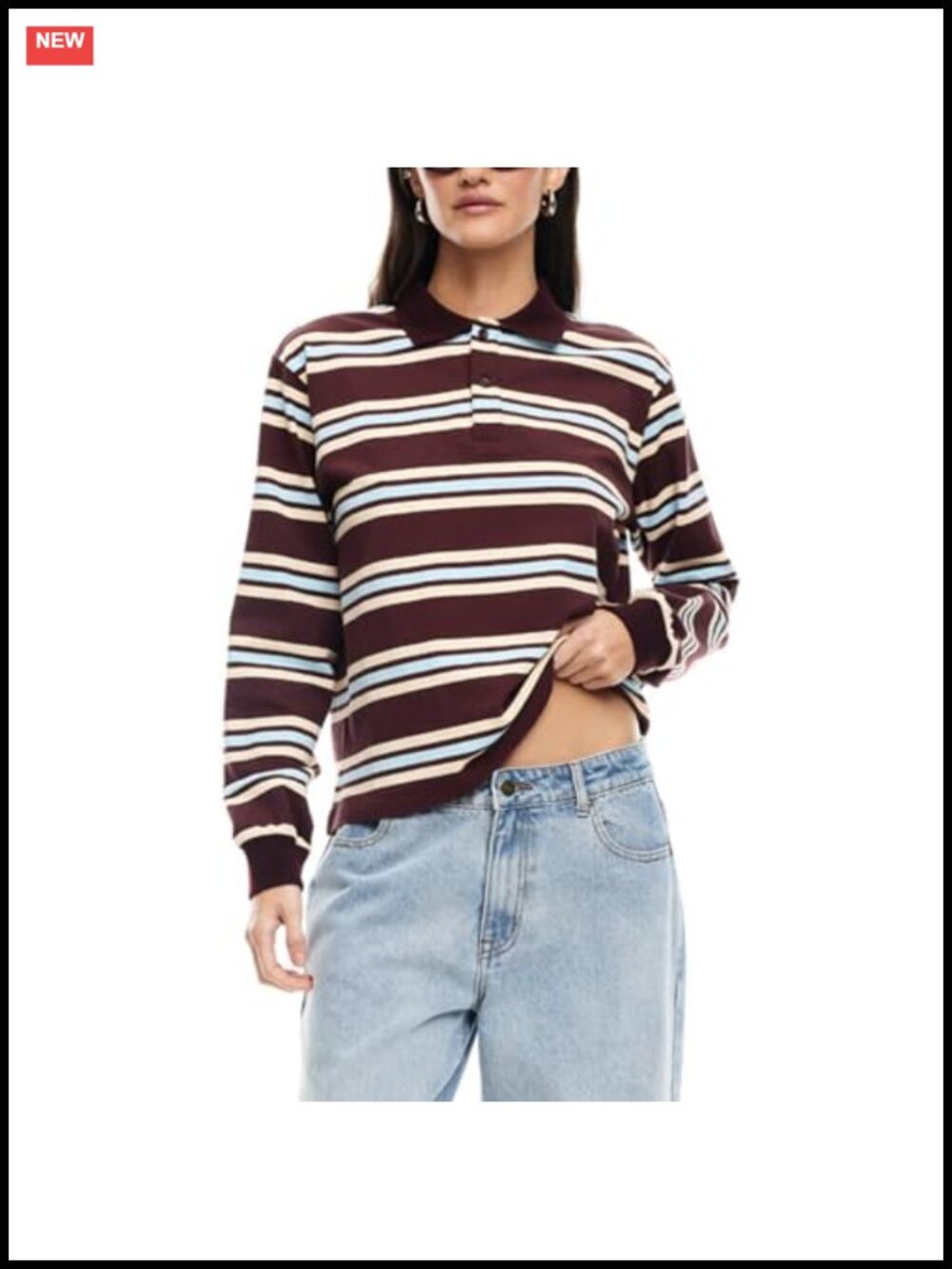 Women Striped Short Sleeve Polo Shirt Y2K Vintage Colorblock Casual Tee